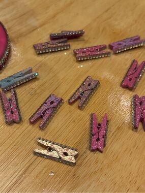 12-Decorative rainbow colored Mini Clothespin Set - Women Accessories FREE GIFT!
